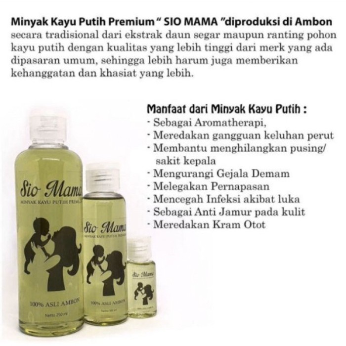 

SioMama Sio Mama Minyak Kayu Putih Premium 100% asli Ambon 20ml 20 ml