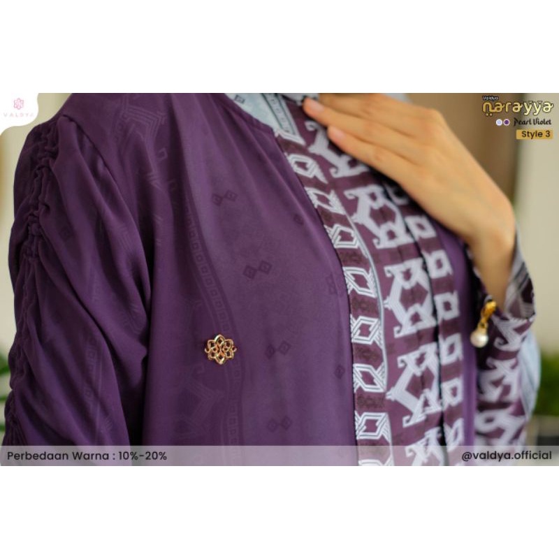 GAMIS NARAYYA SERIES PEARL VIOLET ORIGINAL VALDYA/NARAYYA STYLE 3 INNER +OUTER/GAMIS LEBARAN 2022/FA