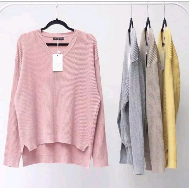 BOXY V-NECK VIONA/ATASAN RAJUT WANITA/BB,40-50-65,KG/SWEATER RAJUT KEKINIAN