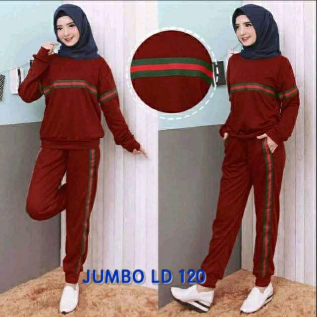 SET training  jumbo GARISSS, training, training olahraga, training wanita, training jumbo,baju Jumbo