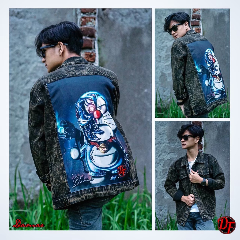 JAKET JEANS PRINTING GAMBAR ANIMASI-JAKET DENIM REMAJA GAUL KEKINIAN UKURAN L XL TERMURAH BISA BAYAR DI TEMPAT