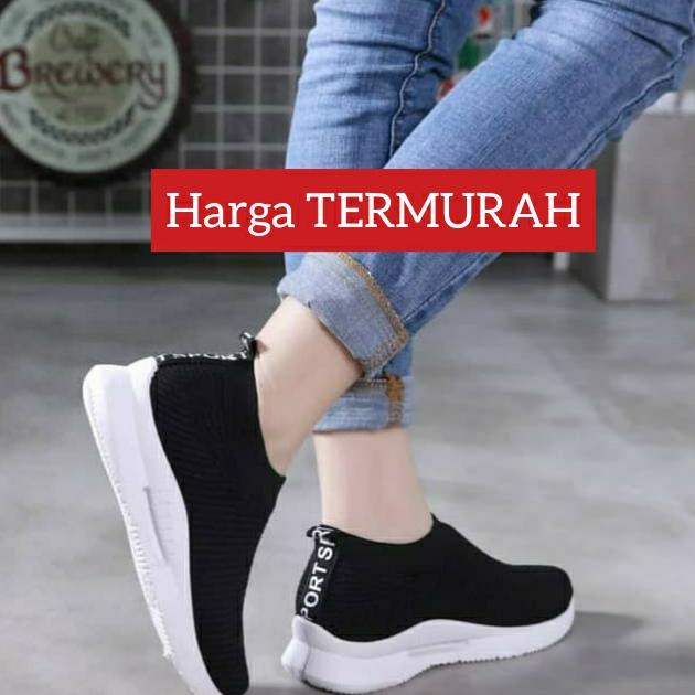 Sepatu Olahraga Sekolah Sport Senam Joging Jogging Spatu Sneakers Sneaker Kets Casual Kasual Poxing Slipon Slip On Abu Merah Maron Marun Hitam Biru Navi Navy Dongker Polos Perempuan Cewek Cewe Wanita FSH145 Cladiva