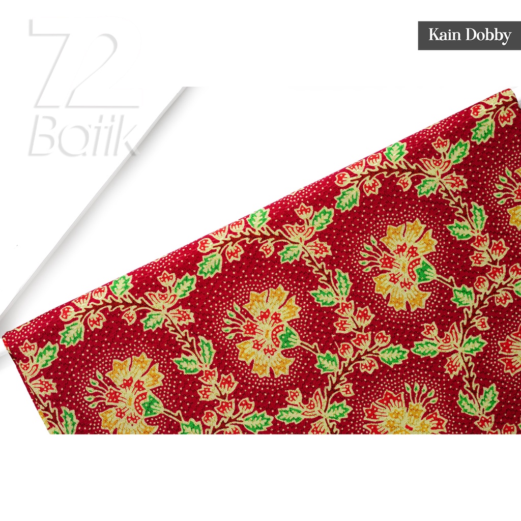 KAIN BATIK PREMIUM Bahan Dobby Motif Kembang Nitik Warna Merah 722099 Cap 72 Jarik Jarit Samping Kebat Panjang Batik Katun Modern Premium Bahan Seragam Batik Pernikahan Kantor Keluarga Murah Kamen Jadi Batik Bali Lembaran