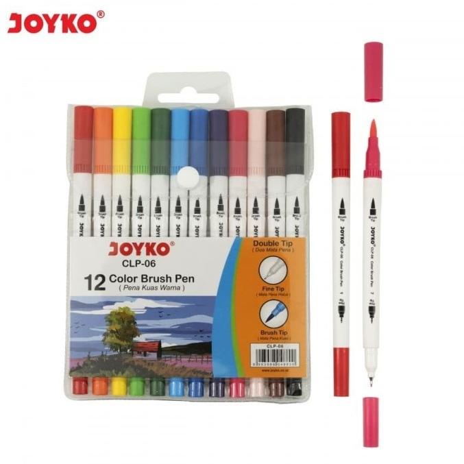 

jdn81 Joyko Color Brush Pen double tip Set (12-warna) CLP-06 ^