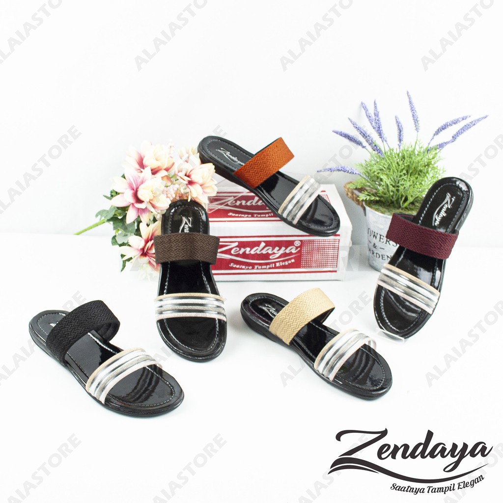 Sandal slop wanita turki mika kilap - Turki STJ / sandal slop mika blink 37-40