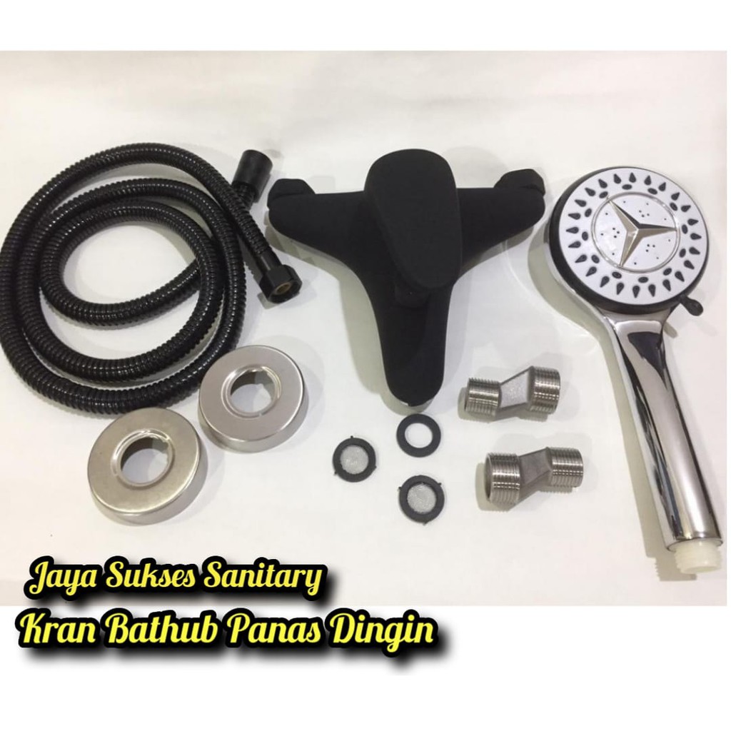 Paket Kran Bathtub Panas Dingin stainless 304 HITAM High Quality