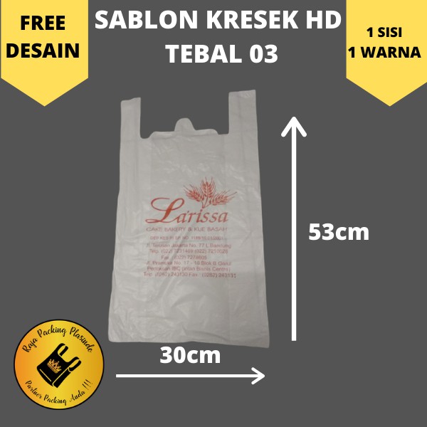 &lt;TERMURAH&gt; SABLON KRESEK UK 30X53 HD SINGLET FREE DESAIN / SABLON KANTONG KRESEK