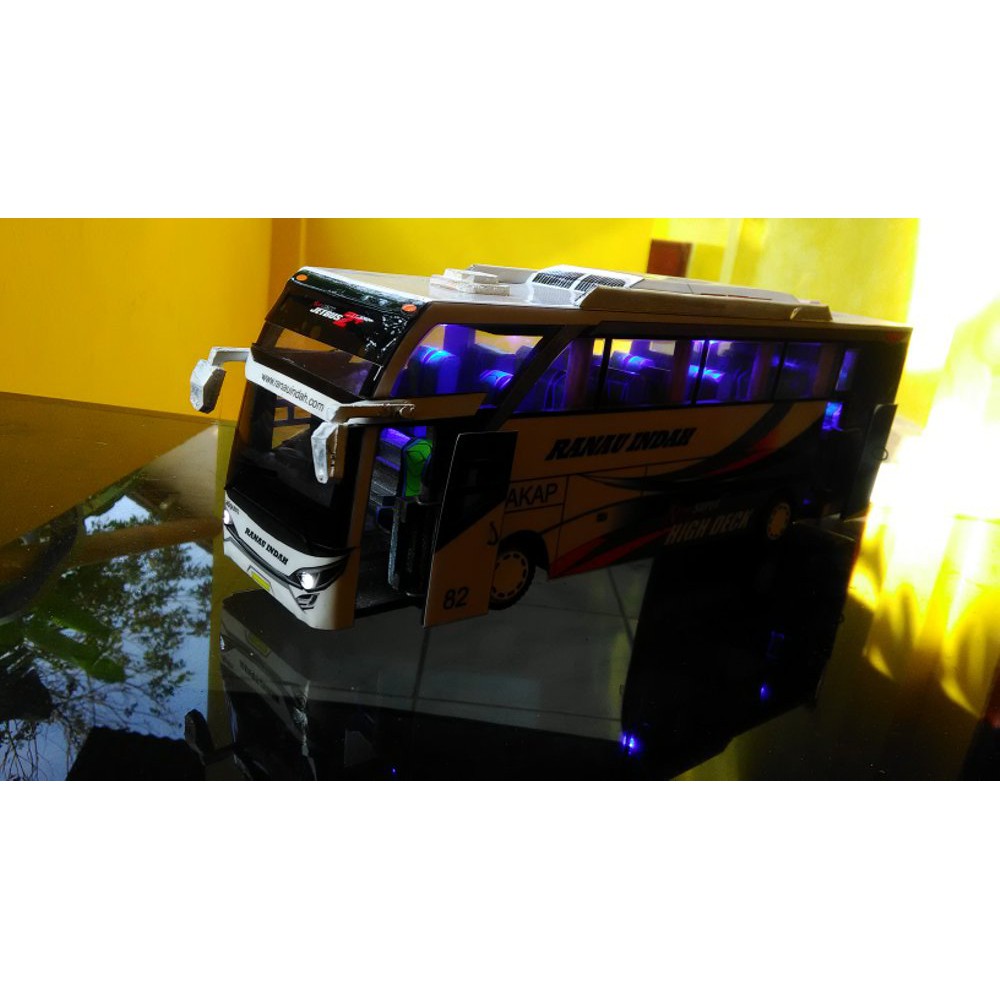 Miniatur Bis Remote Control Ranau Indah | Miniatur Bis Diecast Kendaraan Publik | Miniatur Bus Mini
