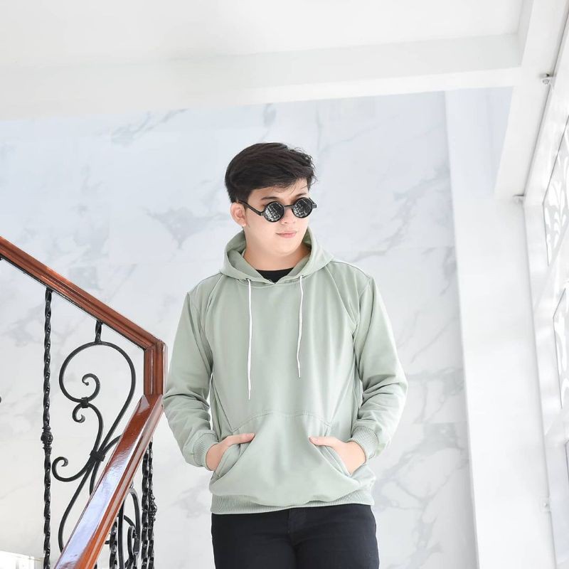 Jaket Sweater Hoodie Wanita Oversize Outerwear Pakaian Sweatshirt Korean Style Hudie Cewek NATURAL-Hijau mint