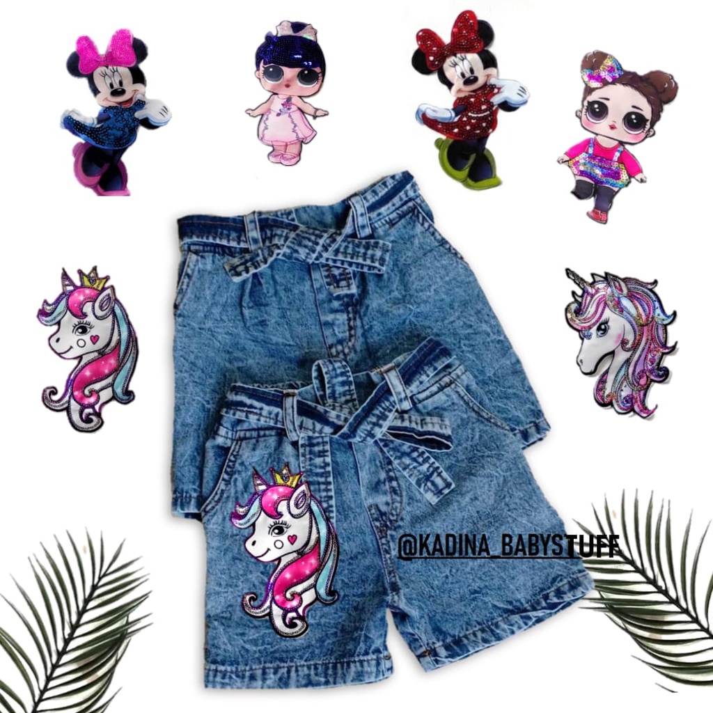 HOTPANTS JEANS SNOW BLUE ANAK / HOTPANT ANAK MICKY MOUSE LOL UNICORN LED/ KAOS ANAK PEREMPUAN