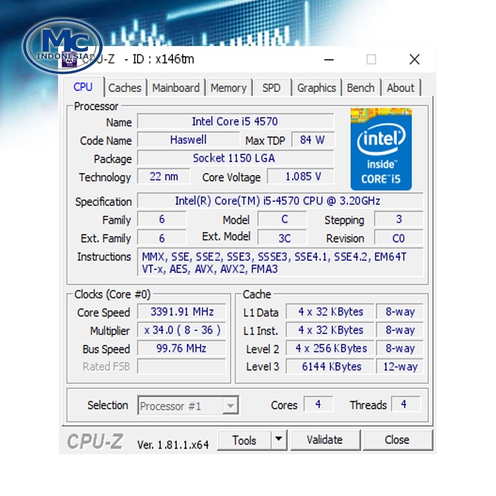 PROCESSOR / PROSESOR I5 I5 4590 LGA 1150 HASWELL