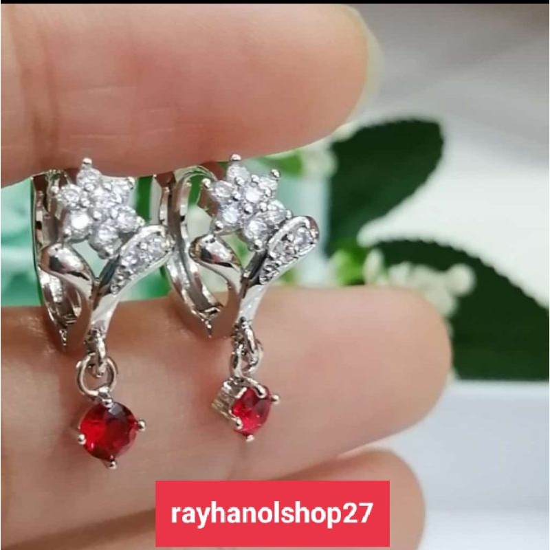 Anting jepit titanium Asli Anti luntur motif pilihan warna silver dan gold lapis