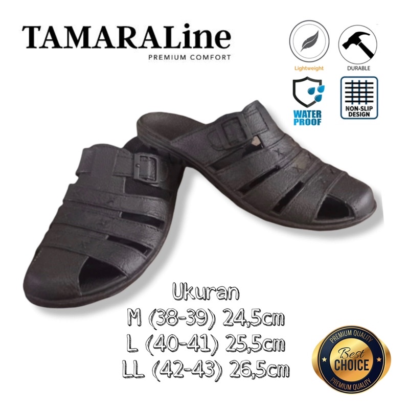 Sepatu Sandal Selop Slide Slip on Karet Pria Dewasa / Remaja - TAMARALINE 209 / Bahan Premium Lentur Empuk Ringan Kuat Anti Slip Anti Air / Model Casual Santai Rumah Kerja Outdoor Kamar Mandi  Murah Original