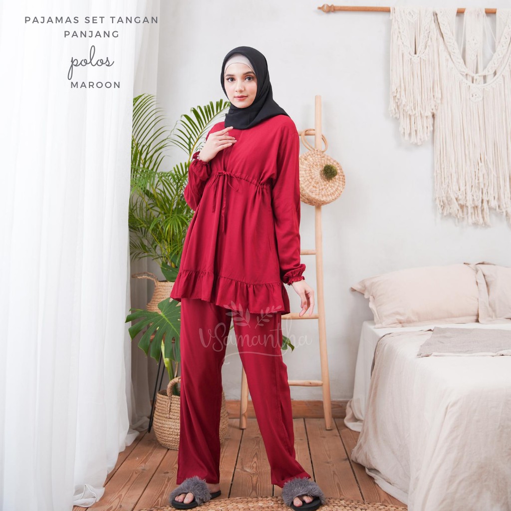 Pajamas Set Rayon Polos Rempel BUSUI | Tangan panjang , Celana panjang