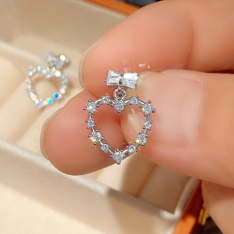 Anting Bentuk Hati Bahan Cubic Zirconia Untuk Wanita