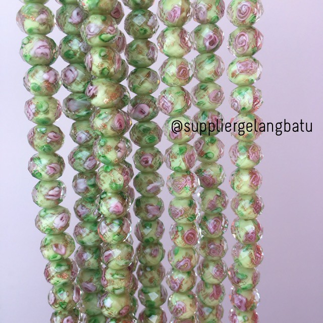 Lampwork kristal Murano 12x10mm bahan crystal ceko mawar hijau supplier aksesoris online shop etnik