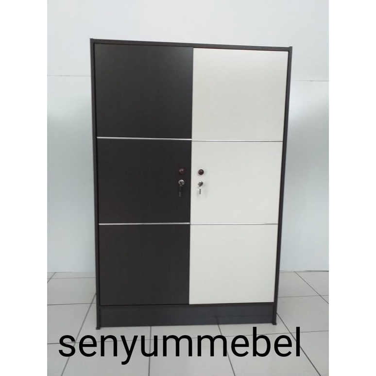 LEMARI PAKAIAN MINIMALIS GANTUNG LEMARI ANAK KOS HITAM PUTIH FULL KUNCI ALA 859
