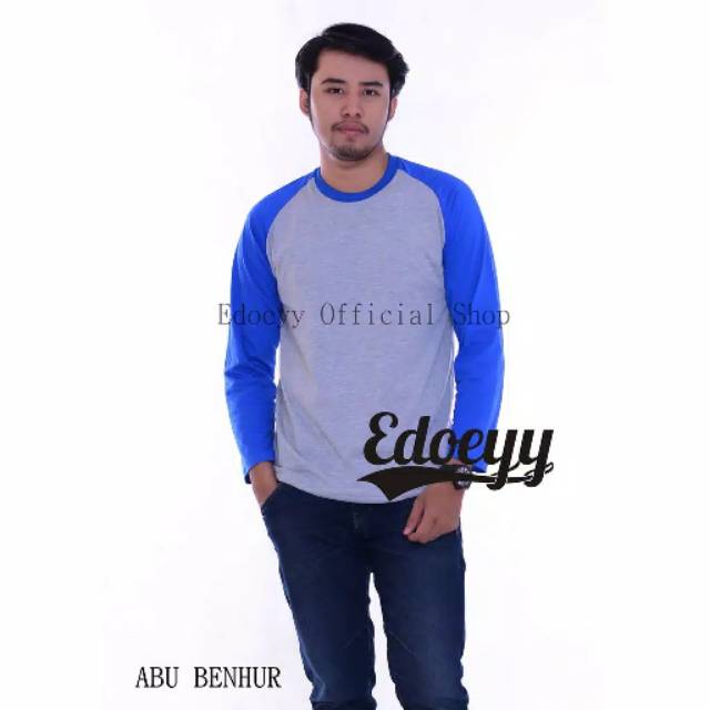 Raglan / reglan kaos polos/ kaos pria/ abu biru / COD