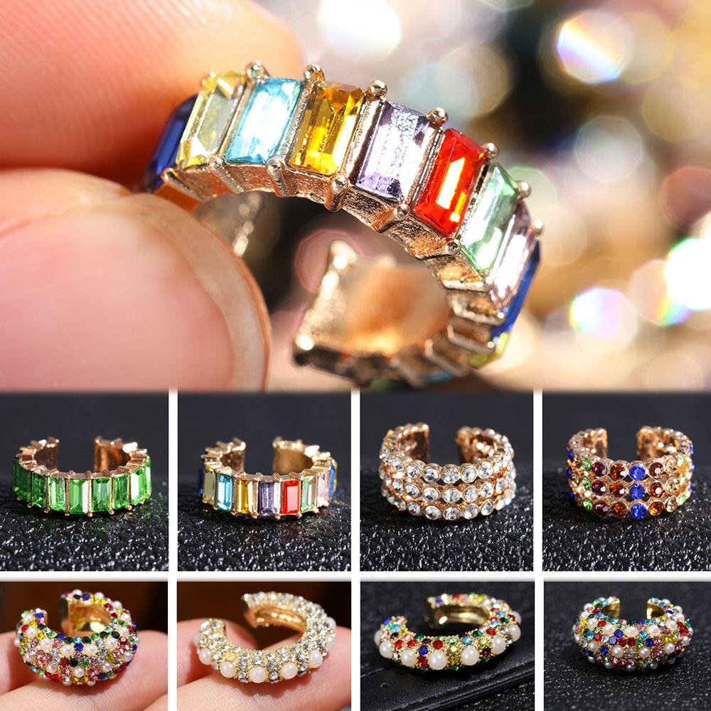 Suyo CZ Cuff Earrings Fashion Hadiah Accessorie Tanpa Tindik Anting Perhiasan Tanpa Tindik Berbentuk C