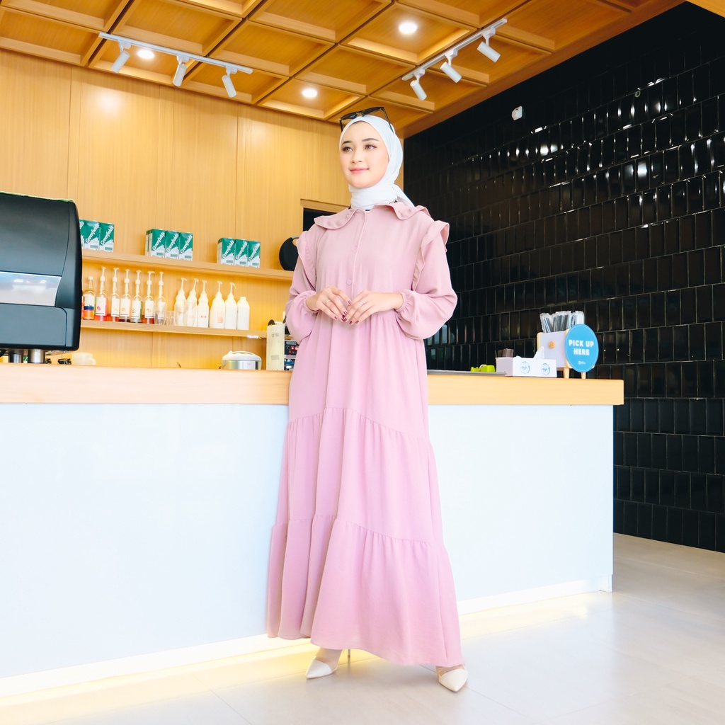 (MSB) GAMIS VIVY MIDI DRESS REMAJA WANITA CRINCLE AIRFLOW