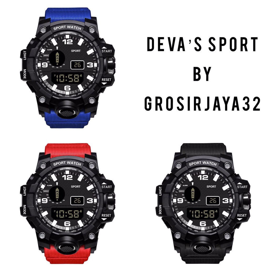 (GROSIRJAYA32) JAM TANGAN PRIA DIGITAL DEVA SPORT HARAJUKU STYLE STRAP RUBBER/SILICONE