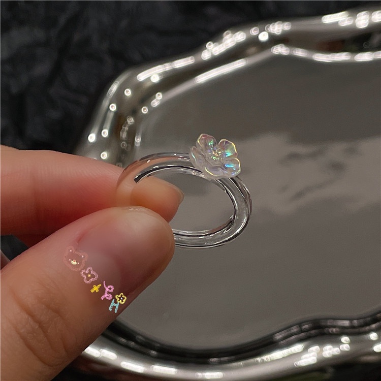 Cincin Resin Bentuk Hati Warna Laser Untuk Wanita