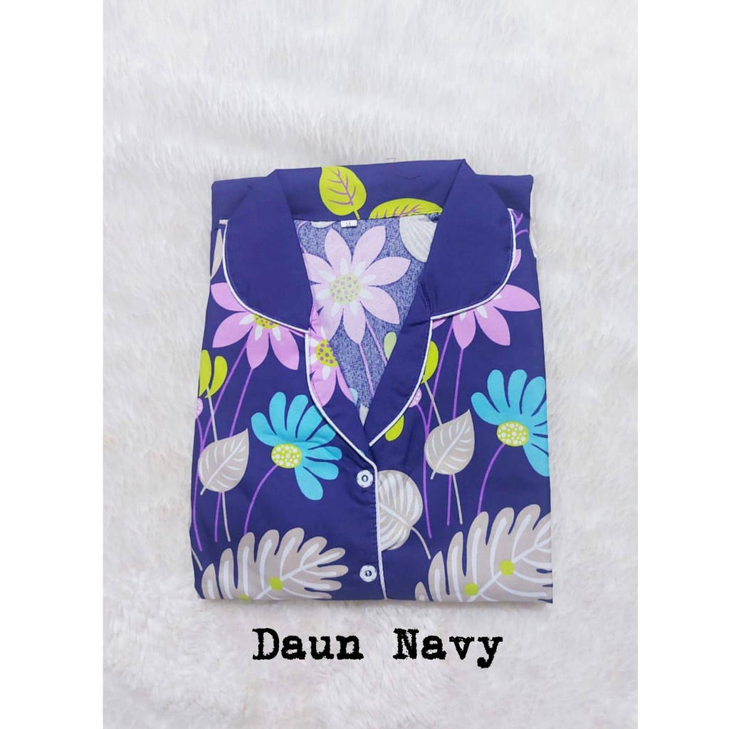 Setelan Piyama Baju Tidur PP High Quality Ld 104 Cm Dewasa-DAUN NAVY
