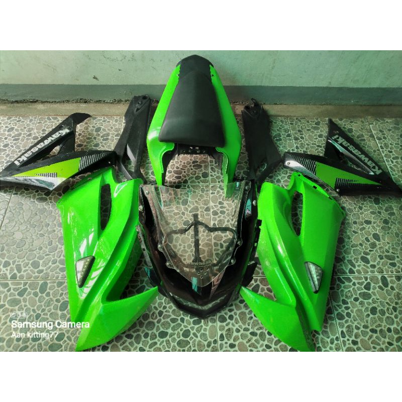Body bodi full set ninja rr new hijau hitam set fairing bracket lampu depan sayap atas bawah bodi be