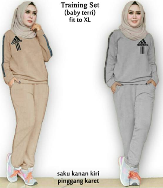 SET adidas, setelan training, olah raga wanita, setelan olahraga, training kekinian,training ootd