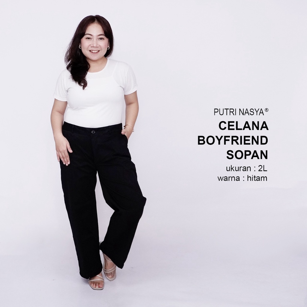 Celana Kerja Kantor Big Boyfriend Sopan Wanita / Celana Wanita Jumbo Keren/ Big size 8L,6L,5L,4L,2L,XL, all size / Celana Kerja Seragam Wanita Bigsize / Celana Bahan Wanita Formal Super Jumbo Kekinian