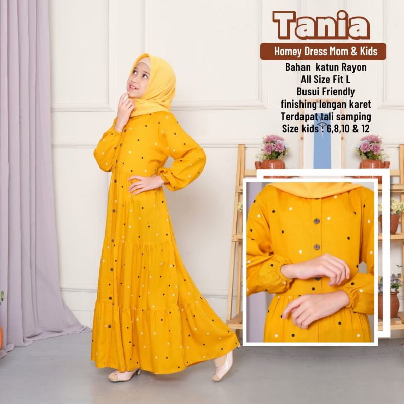 Gamis Couple Mom and Kids Homey Dress Dewasa Gamis Anak Polka Tania Bahan Katun Rayon premium Nyaman Dipakai | Bisa Cod
