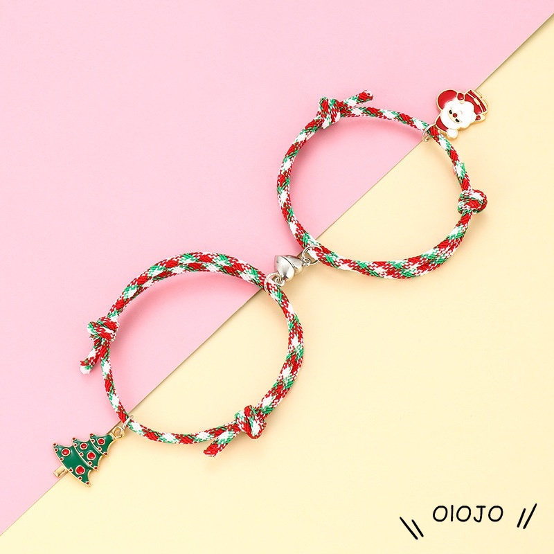 Natal Pasangan Kreatif Gelang Anyaman Dapat Disesuaikan Untuk Menarik Satu Sama Lain Sederhana Pacar Tangan Tali Cinta Hadiah Ulang Tahun Perhiasan - ol