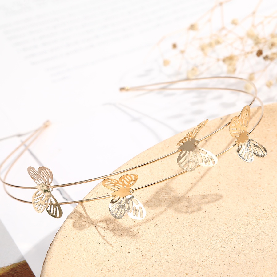 Headband Butterfly Bahan Alloy Warna Gold Silver Gaya Korea Untuk Aksesoris Rambut Wanita