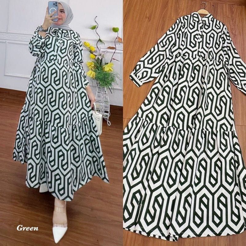 DRESS MIDI ZARA PRINT VIRAL HERLIN KENZA