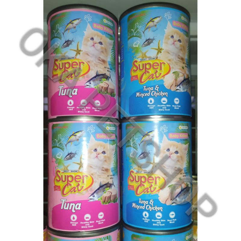 Makanan Kucing Super Cat Kaleng Baby Kitten 400gr - Makanan Anak Kucing Usia 1 - 3 Bulan