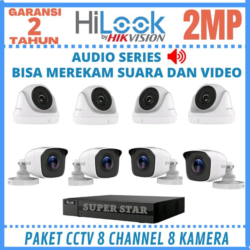 PAKET CCTV HILOOK 2MP 8 CHANNEL 8 KAMERA AUDIO SERIES BISA MEREKAM SUARA DAN VIDEO ORIGINAL