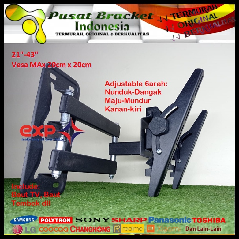 Bracket TV LG 14 s/d 43 inch 6 ARAH FULL BESI SUPER KOKOH GARANSI 100% ORI