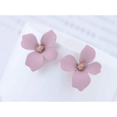 Anting Korea Tusuk Model Bunga Anting wanita fashion earrings-Pink