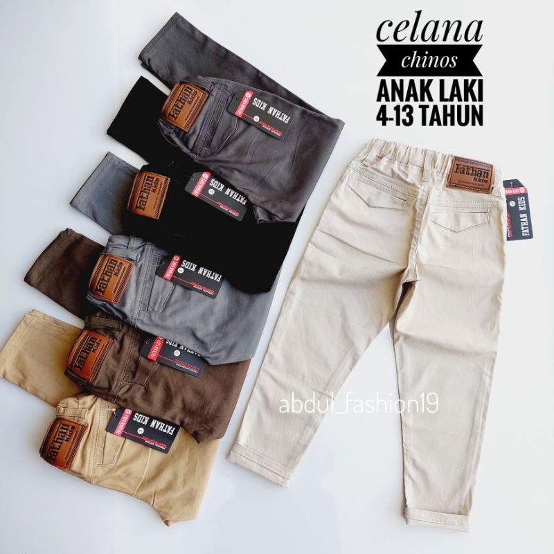 Celana Chino Panjang Anak laki laki 4-13 tahun Bahan Katun Celana Chino Anak Cinos Anak Chinos anak