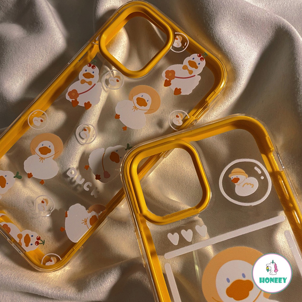 3in1 Soft Case TPU Motif Kartun Bebek Untuk Iphone Xr 7Plus 8Plus X XS 14 13 11 12 Pro Max