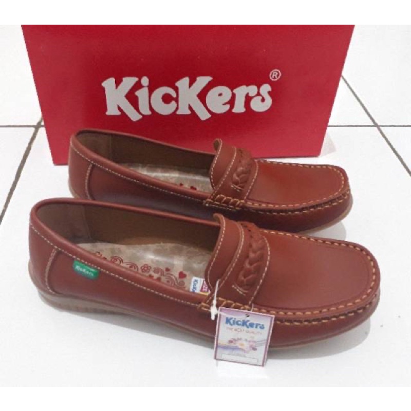 Sepatu Kickers Slip On Flat Selop Casual Santai Cewek Wanita Formal Dinas Kerja Kuliah Sekolah Murah