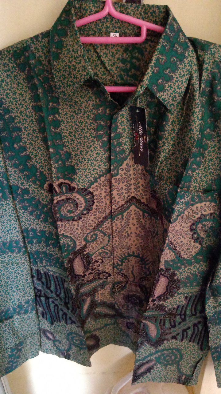 Kemeja Batik Pria Lengan Panjang Size M L Xl Xxl  Bswart Batik Hrb026 Kenongo Hem Panjang Padi