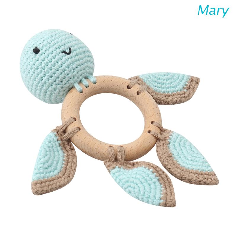 Mary Mainan Rattle Teether Kayu Bentuk Boneka Rajut Crochet Hewan Untuk Bayi DIY