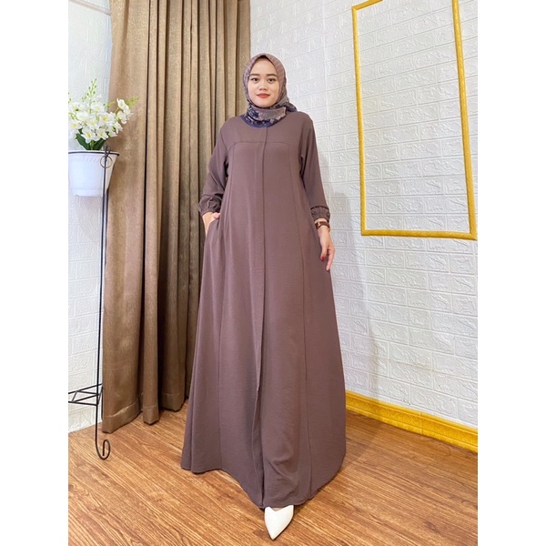 Dress Maryam, Bahan Crinkle airflow premium, LD 110 PB 140