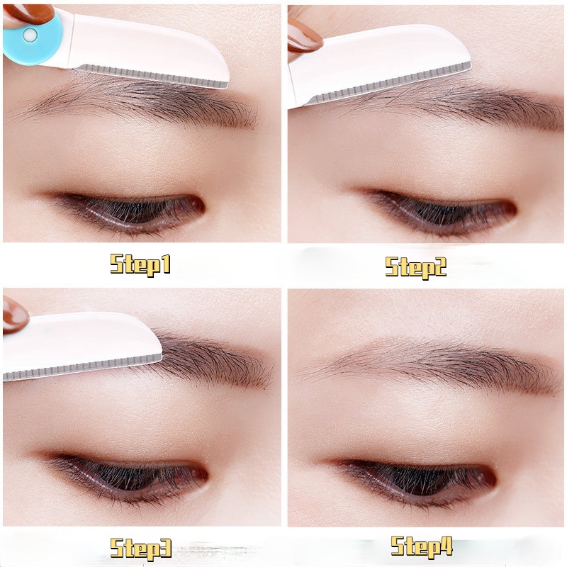 3pcs / Set Alat Pemangkas Alis Multifungsi Warna Permen Untuk Makeup Wanita