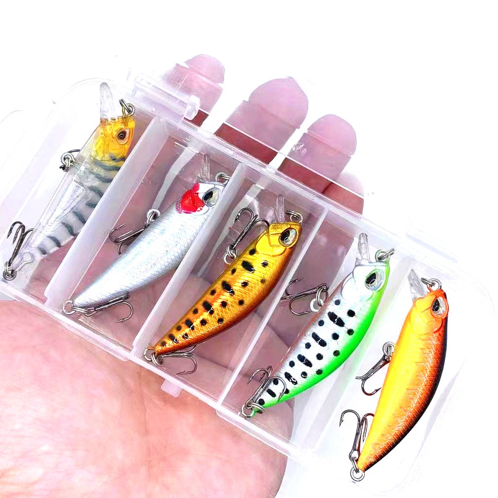 Shengyao 5Pcs/Box Kail Minnow Umpan Pancing Bentuk Ikan Kecil 5cm 5g Fishing Lure Sinking Bait