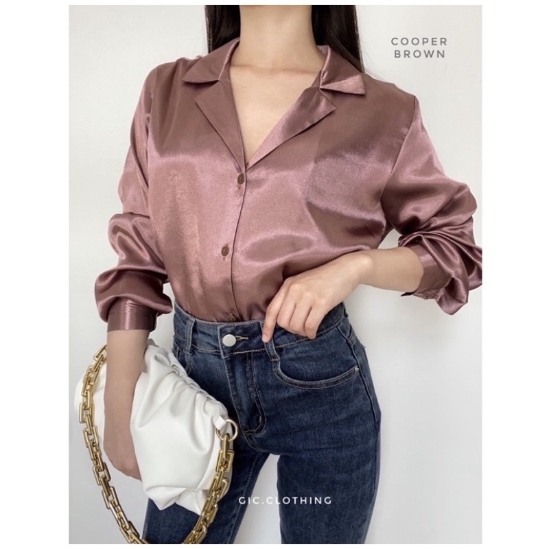 RALINE SHIRT | SATIN SHIRT | KEMEJA SATIN | KEMEJA KOREA | KEMEJA KERJA