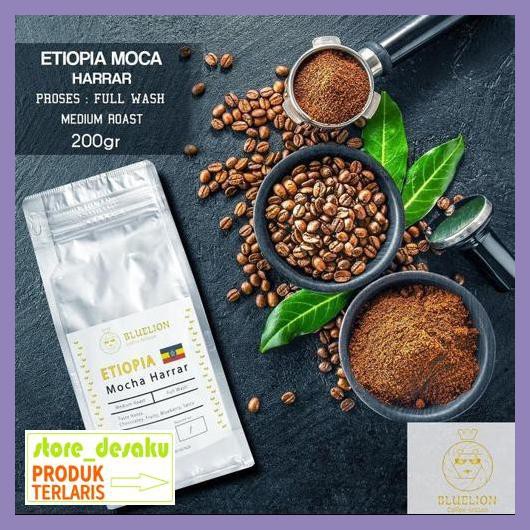 

57Ryr68- Ethiopia Mocha Harrar 200 Gr - Kopi Bluelion - Medium Roast - Biji 4E57Edu-