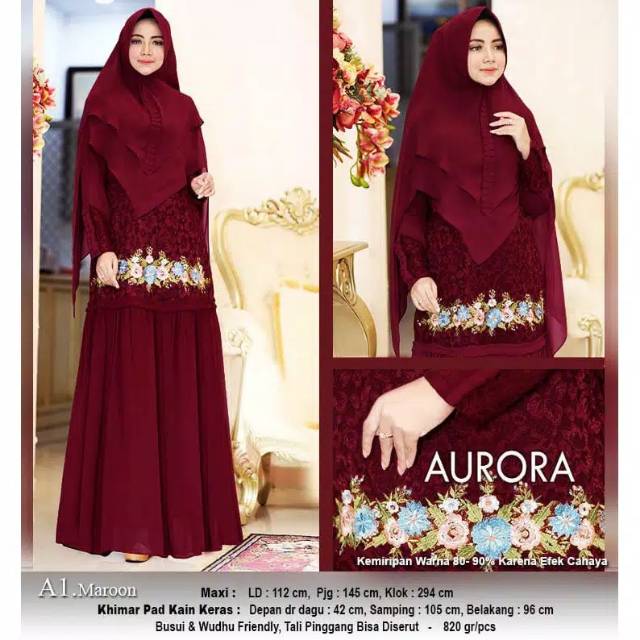 TERLARIS Gamis Syari Aurora Rafania Set Khimar Syari Pesta Mewah Syari Brukat Pengajian Terbaru