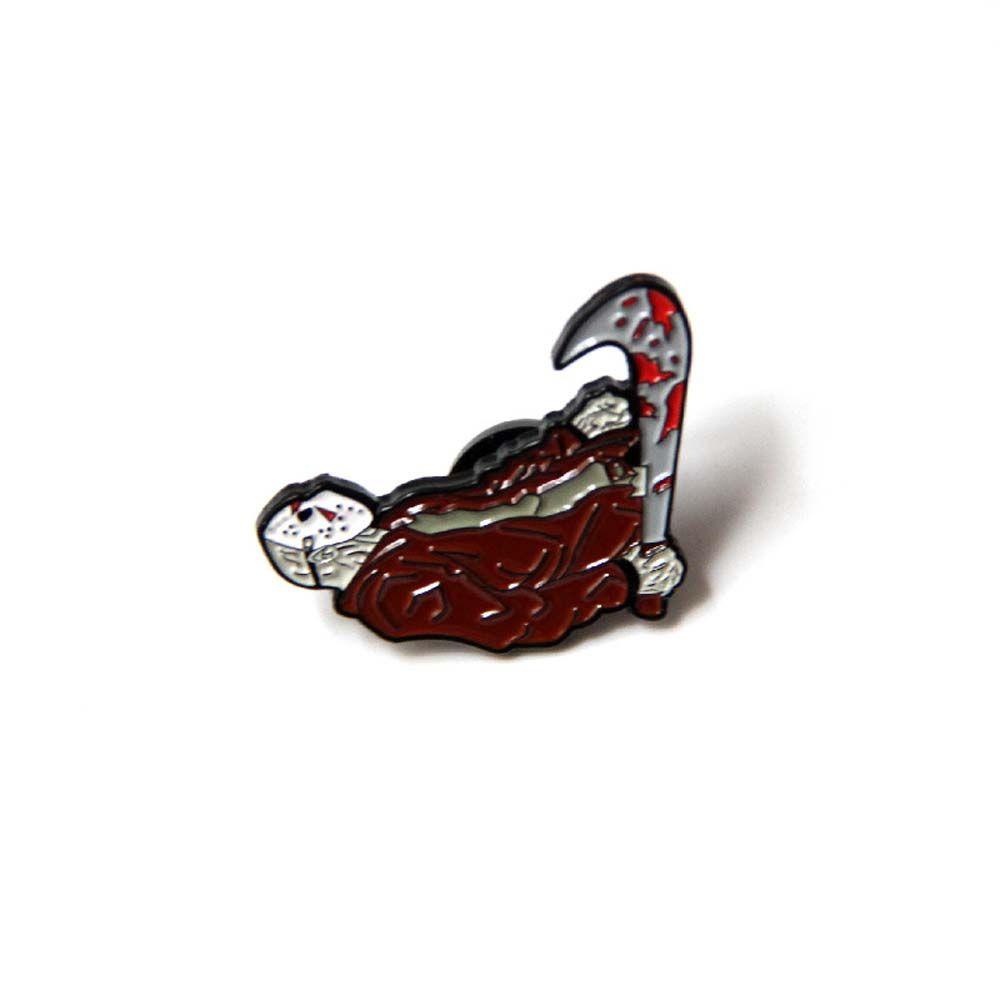 NEEDWAY Horror Film Bros Kerah Bros Fashion Perhiasan Aksesoris Horror Film the 13th Jason Travel Commemorative Lapel Pin Brooch Pin